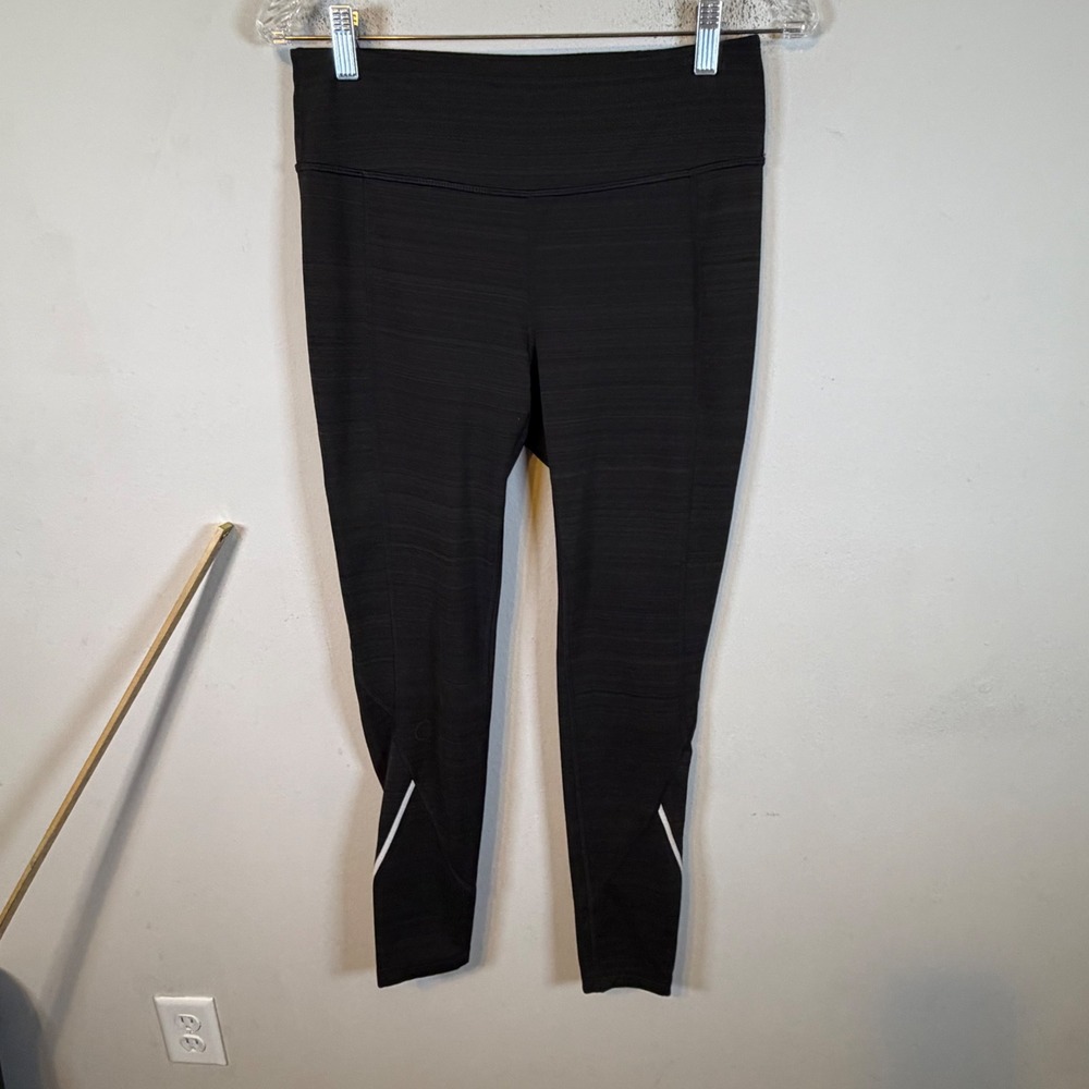 Fila Sport Womens Athletic Leggings Reflective Space Dye Black Size M